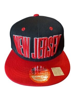 NEW JERSEY Black & Red Snapback Cap